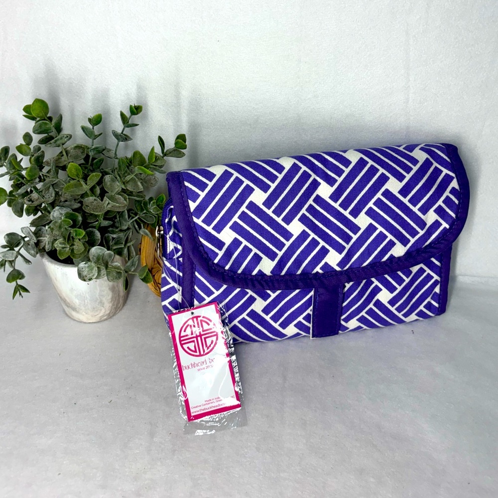 Buckhead Betties travel cosmetic case. Purple and white. NWT
